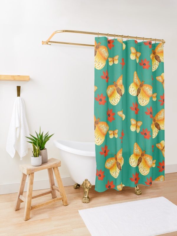 Shower curtain full of buterflies