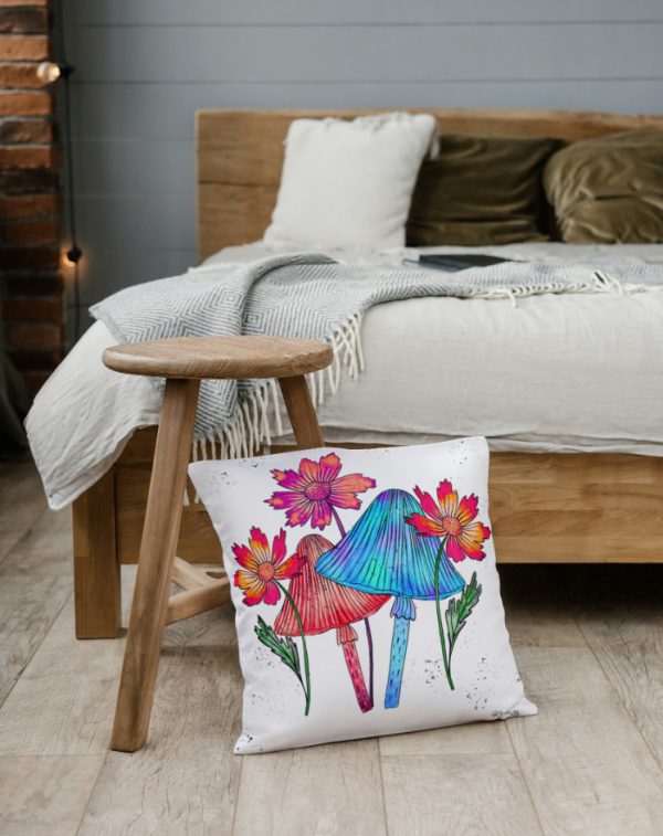 Pillow cover with vibrant mushrooms - Image 5