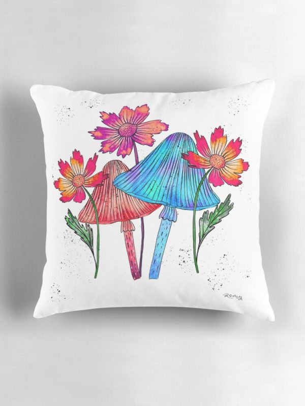 Pillow cover with vibrant mushrooms - Image 2