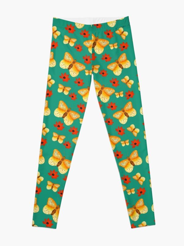 Yellow Butterflies and Red Flowers Leggings - Image 3