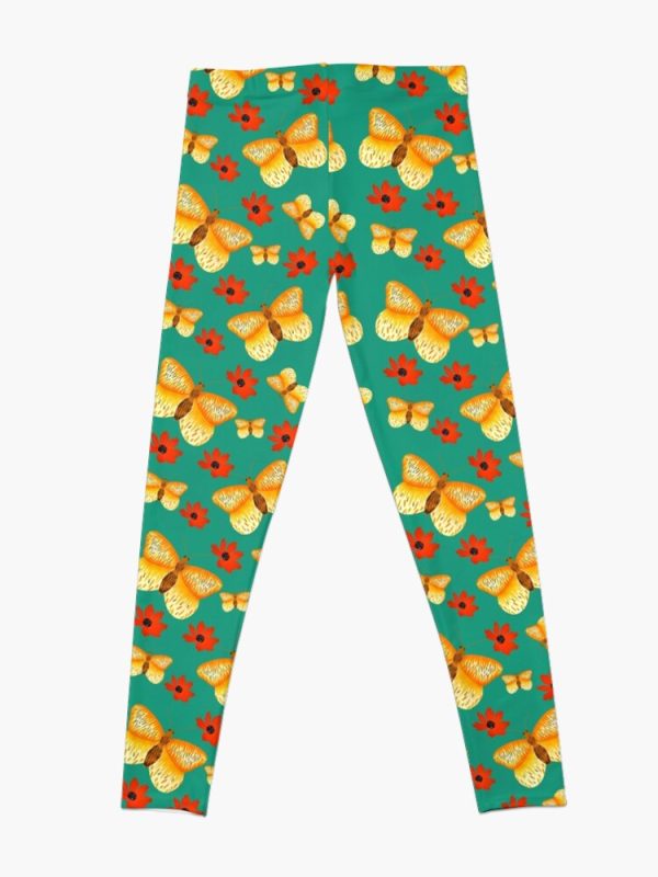 Yellow Butterflies and Red Flowers Leggings - Image 4