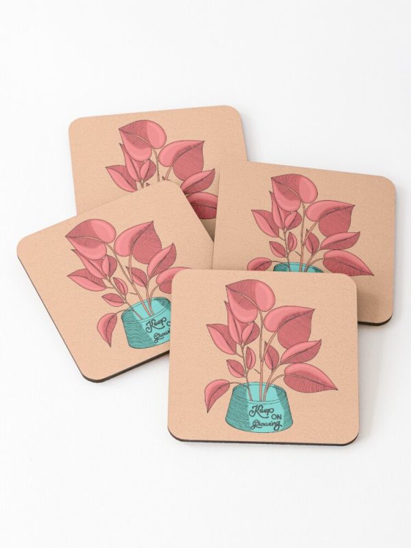 Keep on growing coasters with Plant illustration