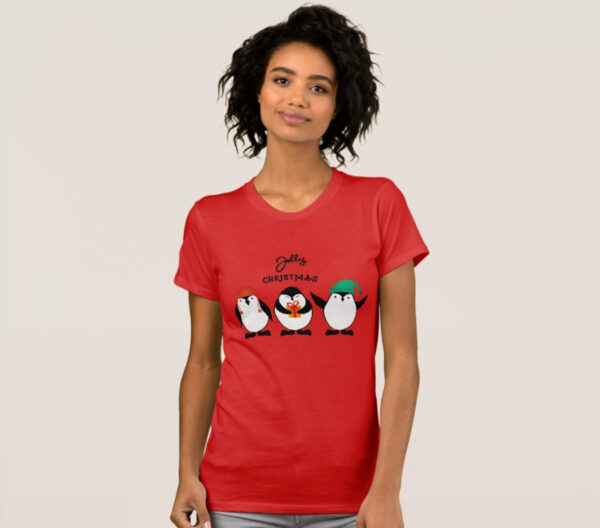 Jolly Christmas Penguins – Festive T-Shirt Design - Image 8