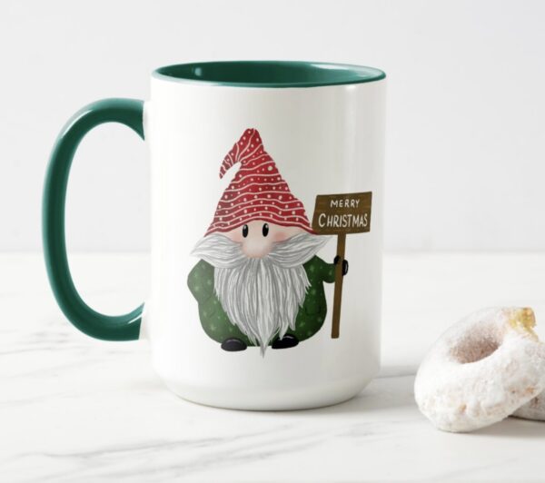 Merry Christmas Gnome mug – Hand-Drawn Holiday Illustration - Image 2