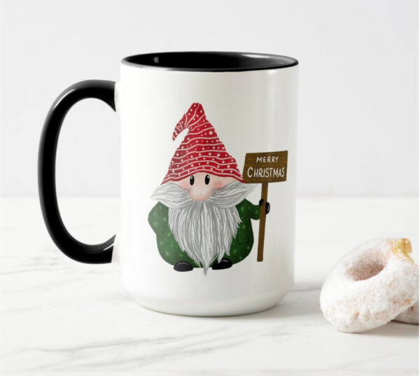 Merry Christmas Gnome mug – Hand-Drawn Holiday Illustration - Image 3