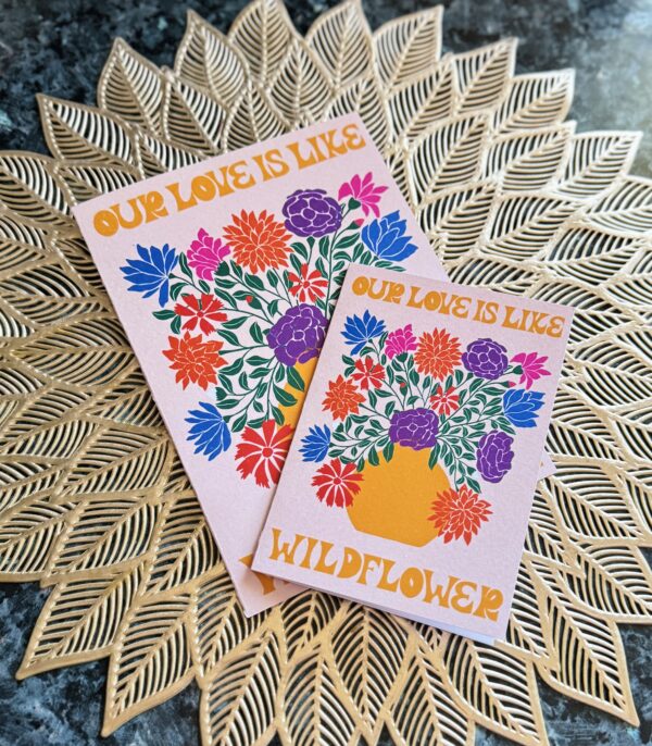 Valentine’s Day Card - “Our Love is Like Wildflower” - Artist-Designed Greeting Card - Multicolored Flowers - Romantic Card for Him or Her - Image 5