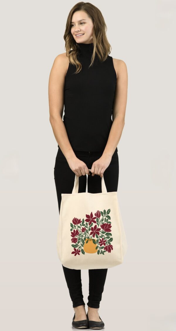 Yellow Vase Floral Tote Bag| Hand Drawn Flower Design - Image 5