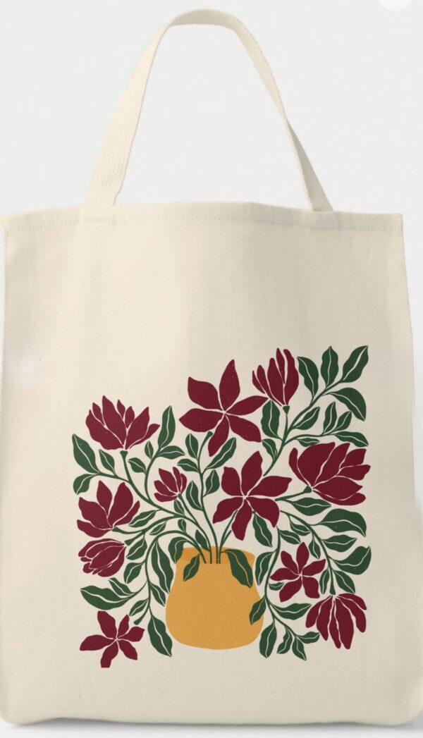 Yellow Vase Floral Tote Bag| Hand Drawn Flower Design - Image 4