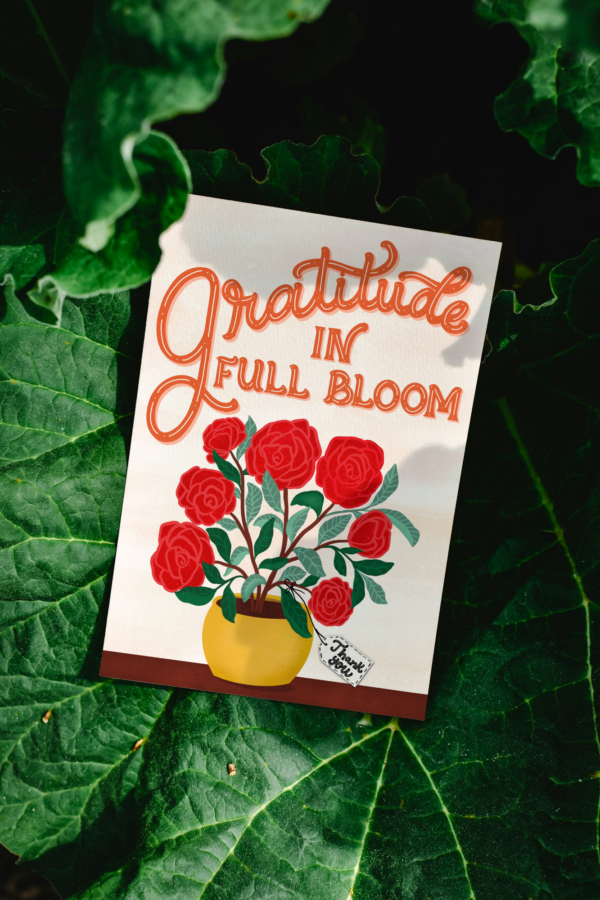 Gratitude in Full Bloom Floral Thank You Card | Hand-Drawn Vase & Flowers | Mom,Nurse, Teacher, or Caregiver Appreciation - Image 2
