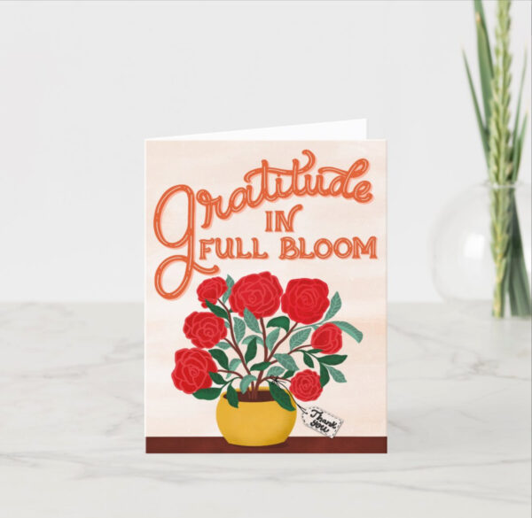 Gratitude in Full Bloom Floral Thank You Card | Hand-Drawn Vase & Flowers | Mom,Nurse, Teacher, or Caregiver Appreciation - Image 7
