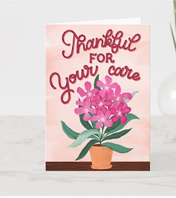 Thankful for Your Care" – Hand-Drawn Greeting Card | Nurse, Doctor, Caregiver Appreciation | Floral Thank You Card - Image 2