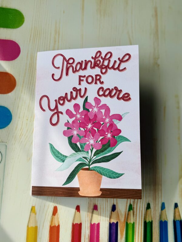 Thankful for Your Care" – Hand-Drawn Greeting Card | Nurse, Doctor, Caregiver Appreciation | Floral Thank You Card - Image 7