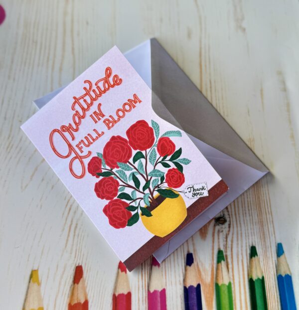 Gratitude in Full Bloom Floral Thank You Card | Hand-Drawn Vase & Flowers | Mom,Nurse, Teacher, or Caregiver Appreciation - Image 11