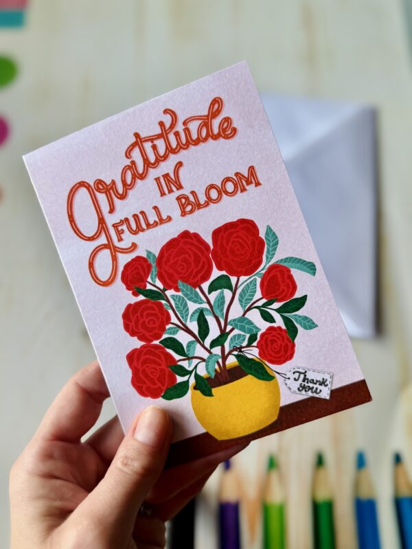 Gratitude in Full Bloom Floral Thank You Card | Hand-Drawn Vase & Flowers | Mom,Nurse, Teacher, or Caregiver Appreciation - Image 10