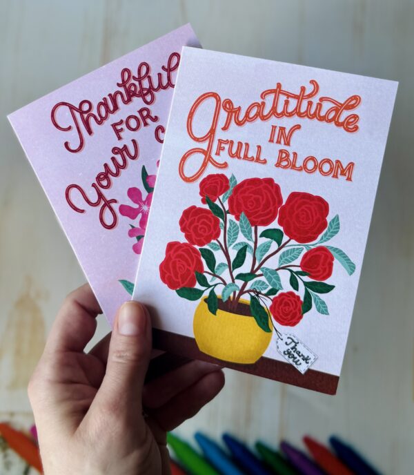 Gratitude in Full Bloom Floral Thank You Card | Hand-Drawn Vase & Flowers | Mom,Nurse, Teacher, or Caregiver Appreciation - Image 12