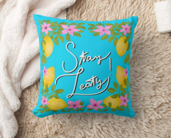 Stay Zesty" Lemon Blossom Pillow - Image 2