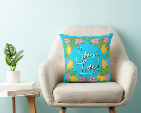 Stay Zesty" Lemon Blossom Pillow - Image 3
