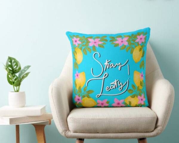 Stay Zesty" Lemon Blossom Pillow - Image 4