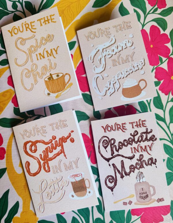 You Are the Chocolate in My Mocha – Funny Mocha Card – Coffee Pun Greeting for Couples – Cute Hand Lettered Art - Image 8