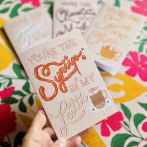 You Are the Syrup in My Coffee – Punny Coffee Greeting Card – Hand Lettered Syrup Style – Cute Love Card for Coffee Lovers