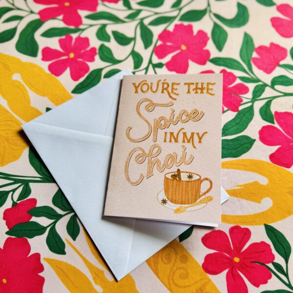 You Are the Spice in My Chai – Chai Tea Greeting Card – Spicy Cute Love Card – Coffee & Tea Lover Pun - Image 3