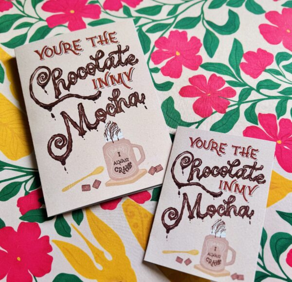 You Are the Chocolate in My Mocha – Funny Mocha Card – Coffee Pun Greeting for Couples – Cute Hand Lettered Art - Image 5