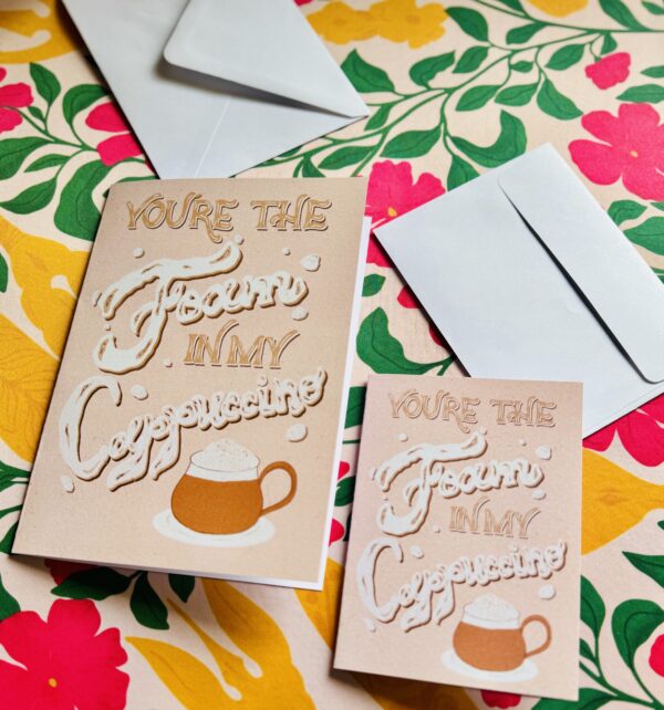 You Are the Foam in My Cappuccino – Cute Coffee Card – Punny Hand Lettered Greeting – Funny Romantic Coffee Card - Image 5