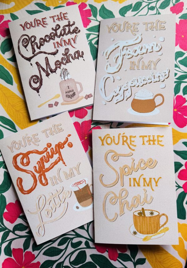 You Are the Syrup in My Coffee – Punny Coffee Greeting Card – Hand Lettered Syrup Style – Cute Love Card for Coffee Lovers - Image 6
