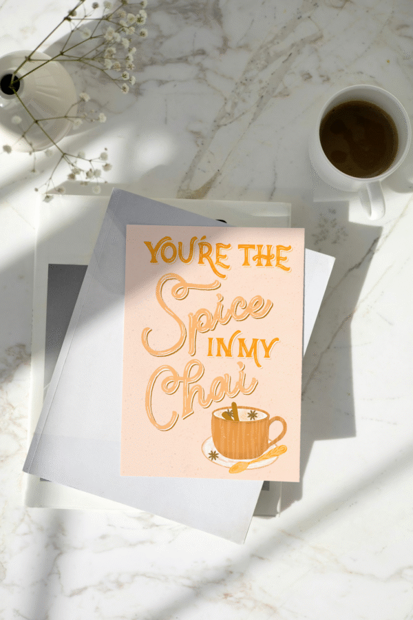 You Are the Spice in My Chai – Chai Tea Greeting Card – Spicy Cute Love Card – Coffee & Tea Lover Pun - Image 6